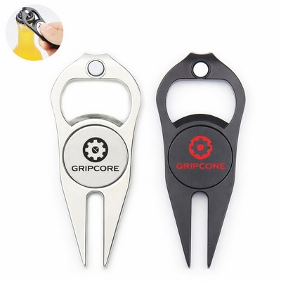 Multi-Function Golf Divot Tool with Ball Marker & Bottle Opener
