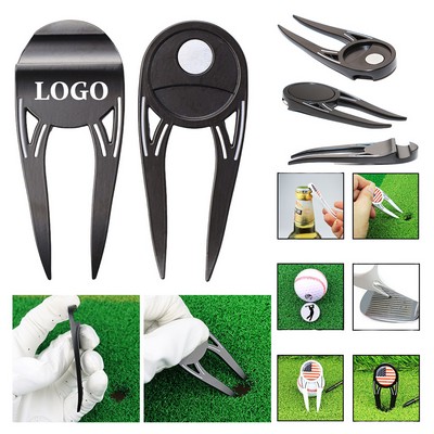 Dual-Purpose Golf Divot Tool with Bottle Opener